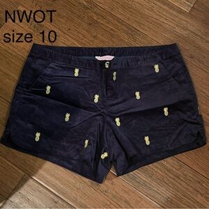 Lilly Pulitzer Navy Women's Shorts with Pineapple Embroidery